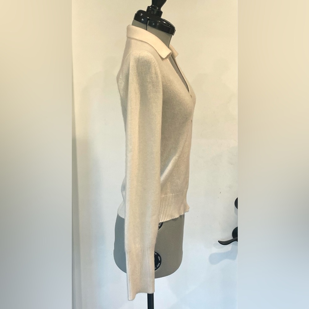 NAADAM Cashmere Buttoned V-Neck Sweater, Cream, XS - Picture 8 of 16